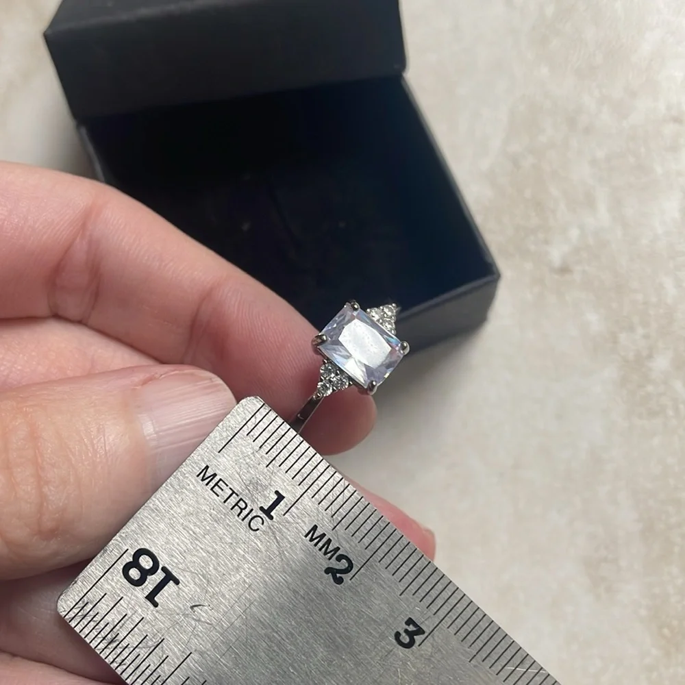 Sterling silver square cut topaz Elegant Silver Gemstone Ring